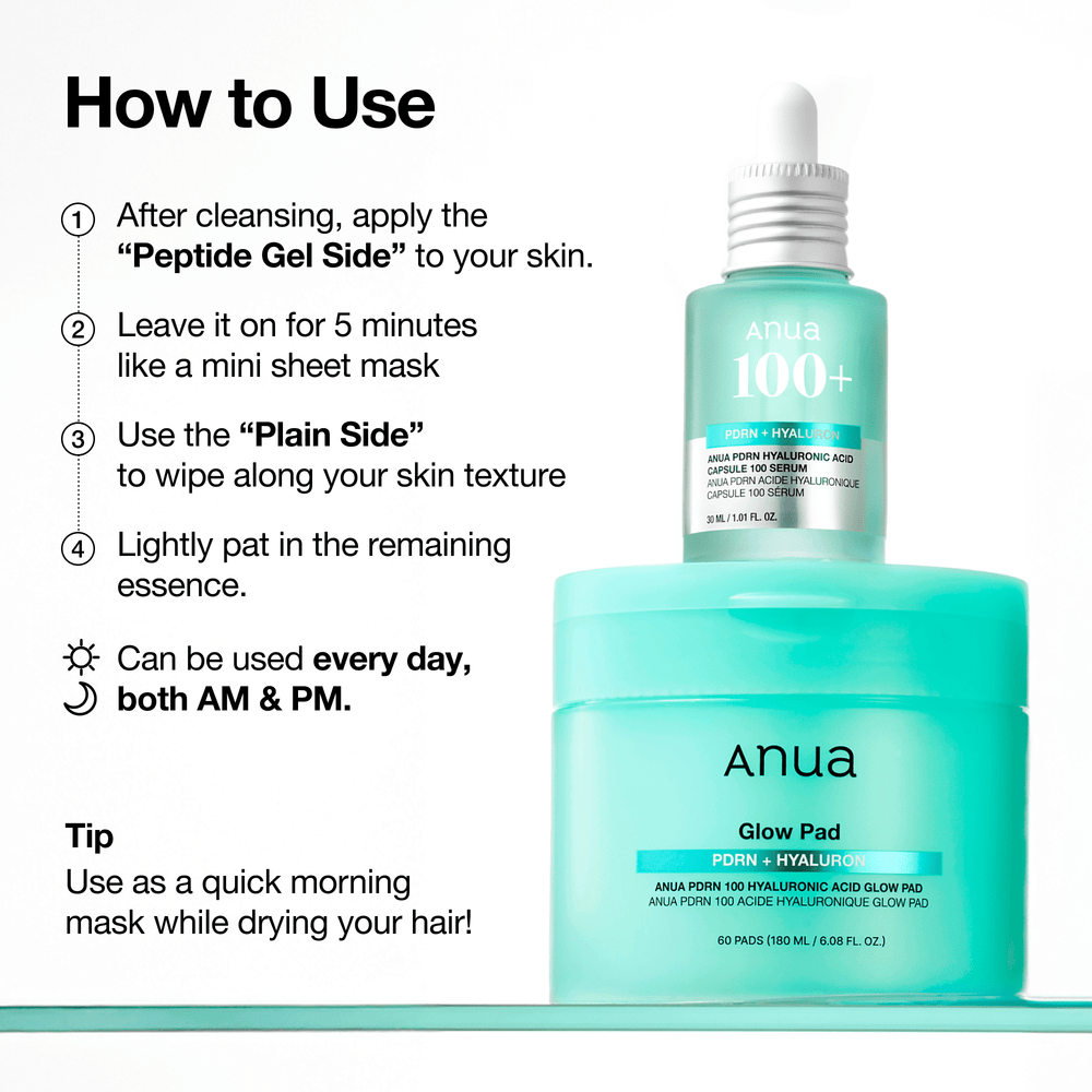 ANUA PDRN 100 Hyaluronic Acid Glow Pad 180ml 60stk